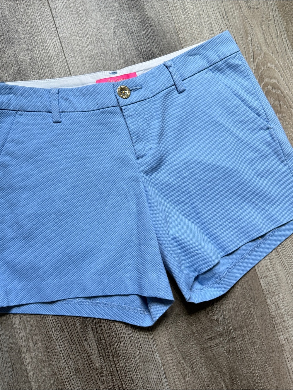 Lilly Pulitzer Blue Piqué Chino Shorts Size 4 Stretch Pockets - 0166